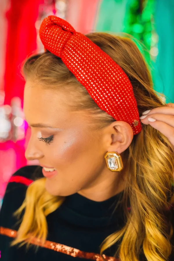 Adult Size Solid Tweed and Gold Headband in Red-Brianna Cannon Fashion