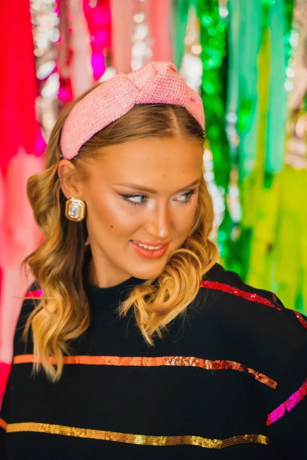 Adult Size Solid Tweed and Gold Headband in Pink-Brianna Cannon Online