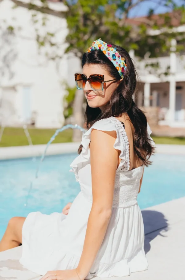 Adult Size Tropics Floral Headband With Crystals-Brianna Cannon Hot
