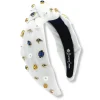 Adult Size White PCA Logo Headband With Pearls and Crystals-Brianna Cannon New