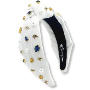 Adult Size White PCA Logo Headband With Pearls and Crystals-Brianna Cannon New