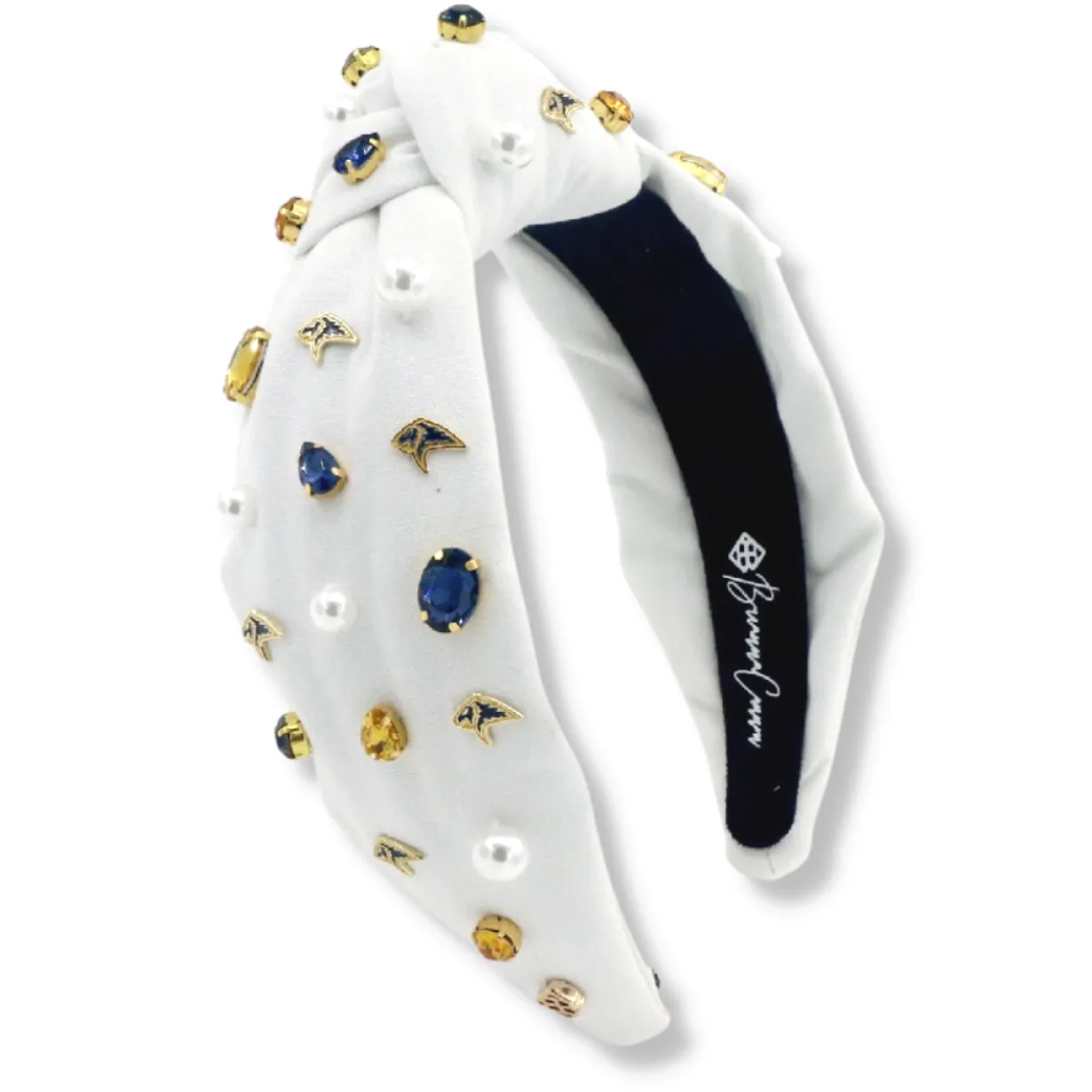 adult_size_white_pca_logo_0.webp Adult Size White PCA Logo Headband With Pearls and Crystals-Brianna Cannon New