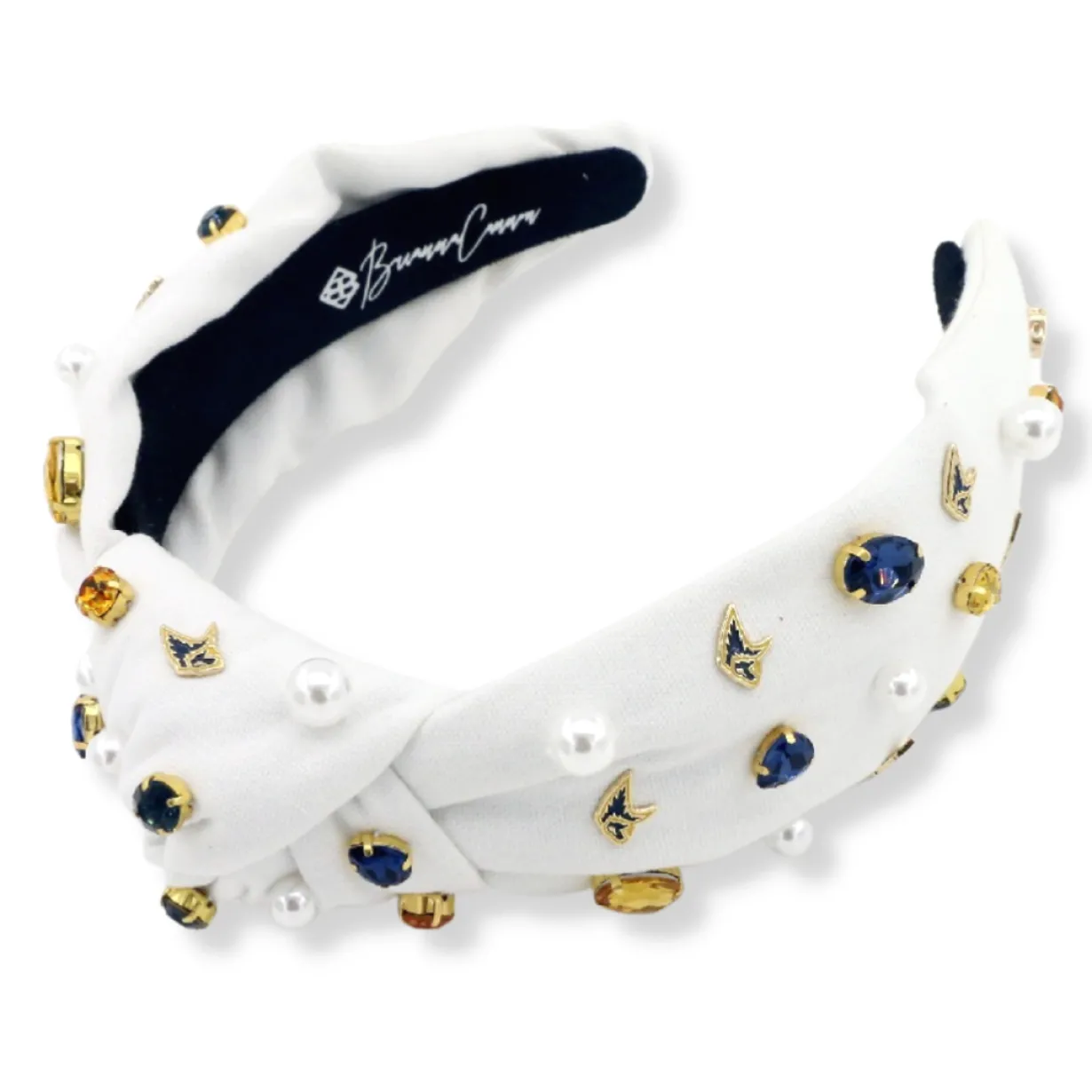 adult_size_white_pca_logo_1.webp Adult Size White PCA Logo Headband With Pearls and Crystals-Brianna Cannon New