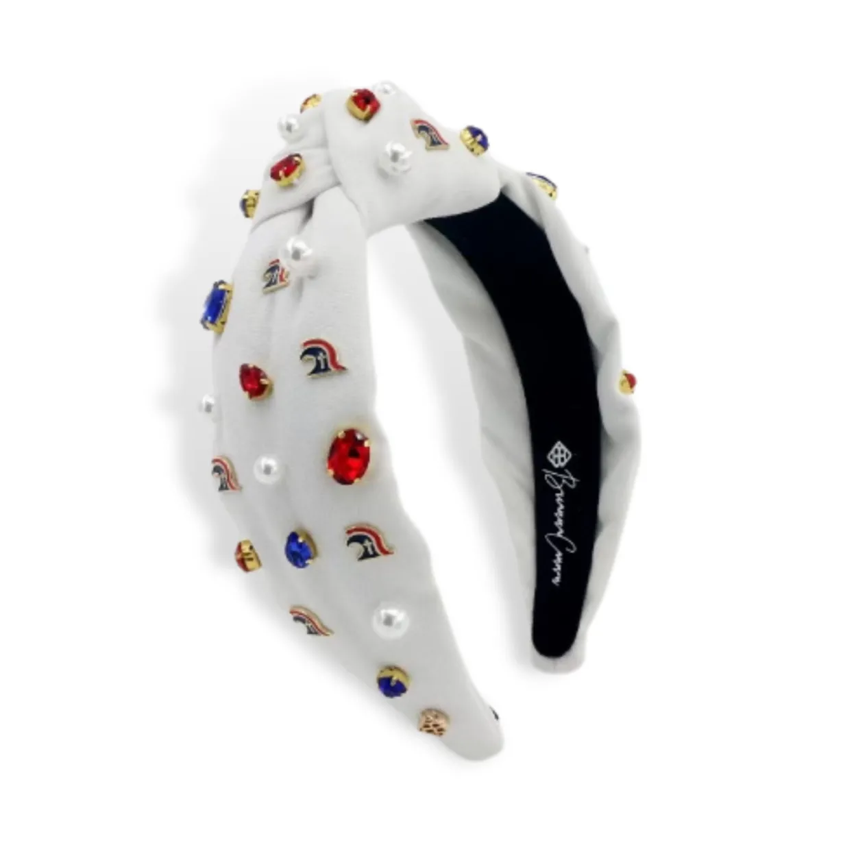 adult_size_white_tca_logo_0.webp Adult Size White TCA Logo Headband With Pearls and Crystals-Brianna Cannon Outlet