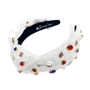 Adult Size White TCA Logo Headband With Pearls and Crystals-Brianna Cannon Outlet