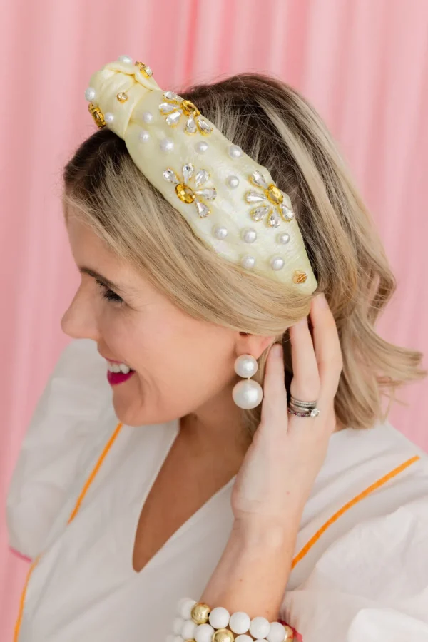 Adult Size Yellow Shimmer Daisy Headband-Brianna Cannon Discount
