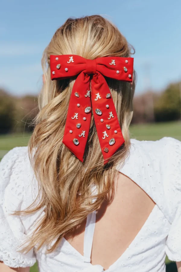 Alabama Crimson Bow Barrette-Brianna Cannon Fashion