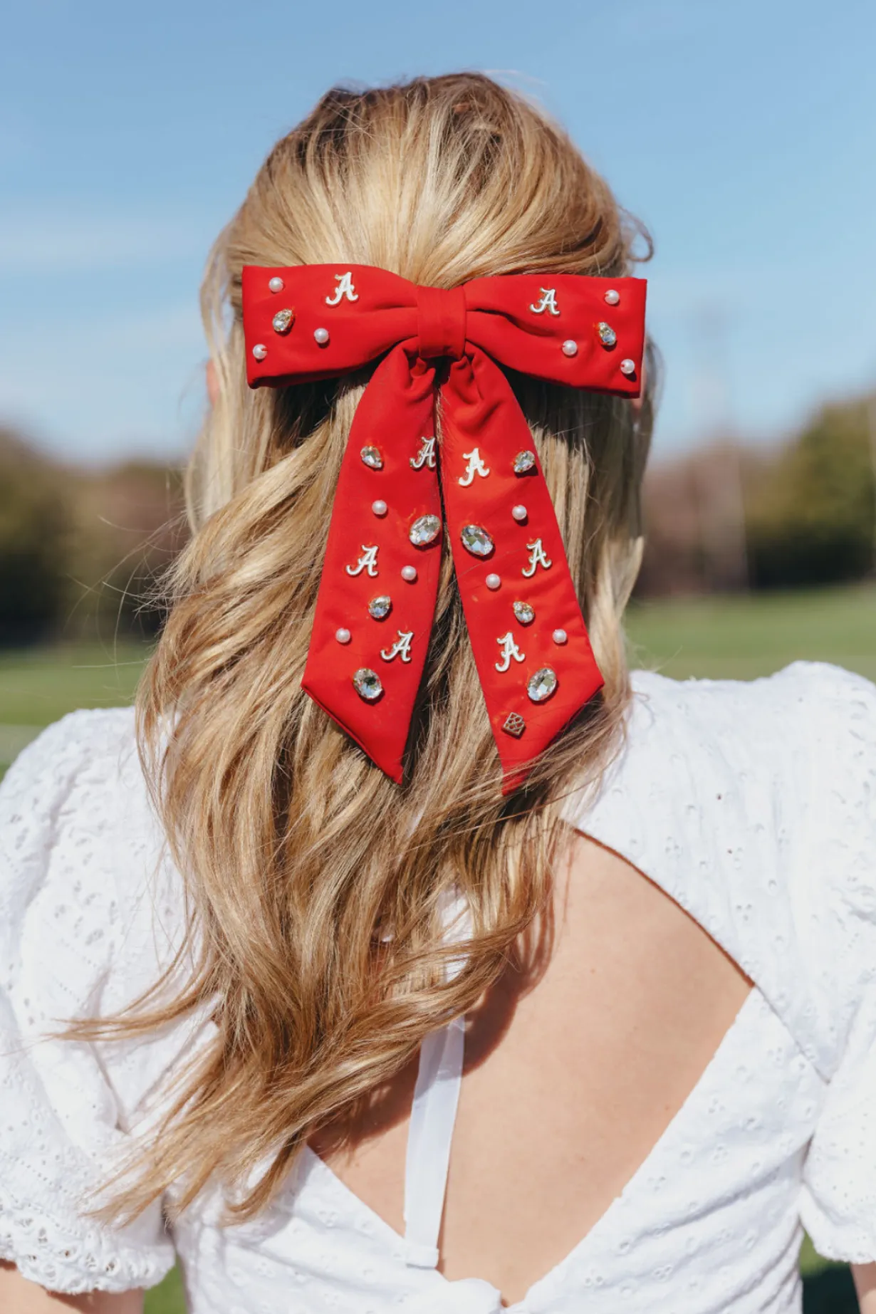 alabama_crimson_bow_barre_1.webp Alabama Crimson Bow Barrette-Brianna Cannon Fashion
