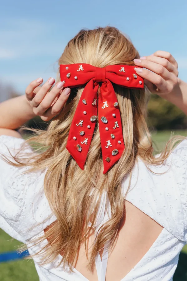 Alabama Crimson Bow Barrette-Brianna Cannon Fashion