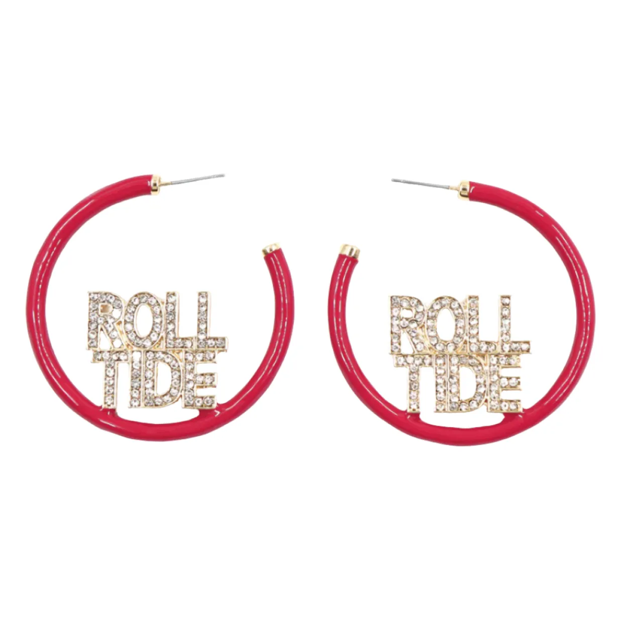 alabama_crimson_pav_hoop__0.webp Alabama Crimson Pavé Hoop Earrings-Brianna Cannon Hot