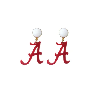 Alabama Mini Crimson A Earrings-Brianna Cannon Hot