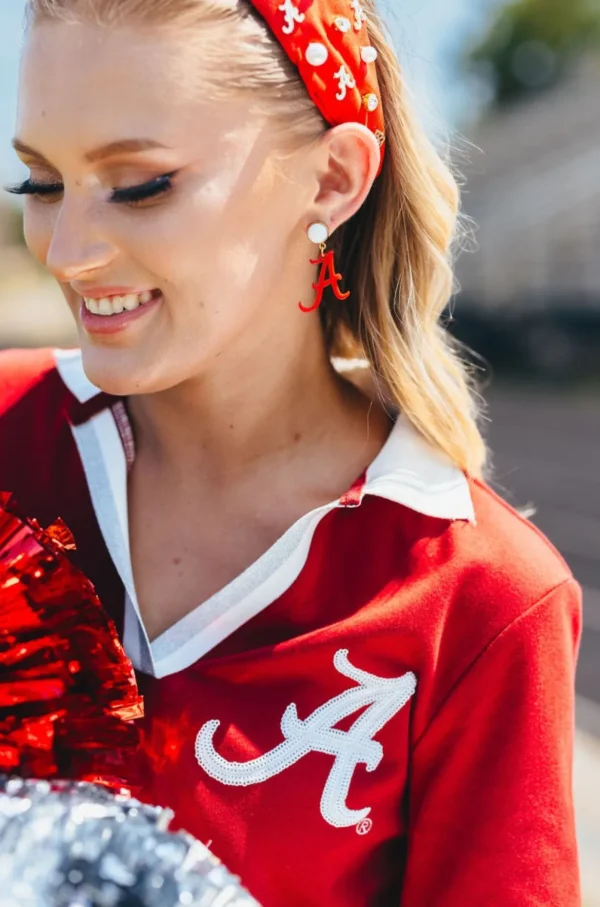 Alabama Mini Crimson A Earrings-Brianna Cannon Hot