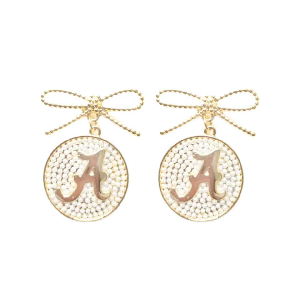 alabama_pearl_bow_medalli_0.webp Alabama Pearl Bow Medallion Earrings-Brianna Cannon Outlet