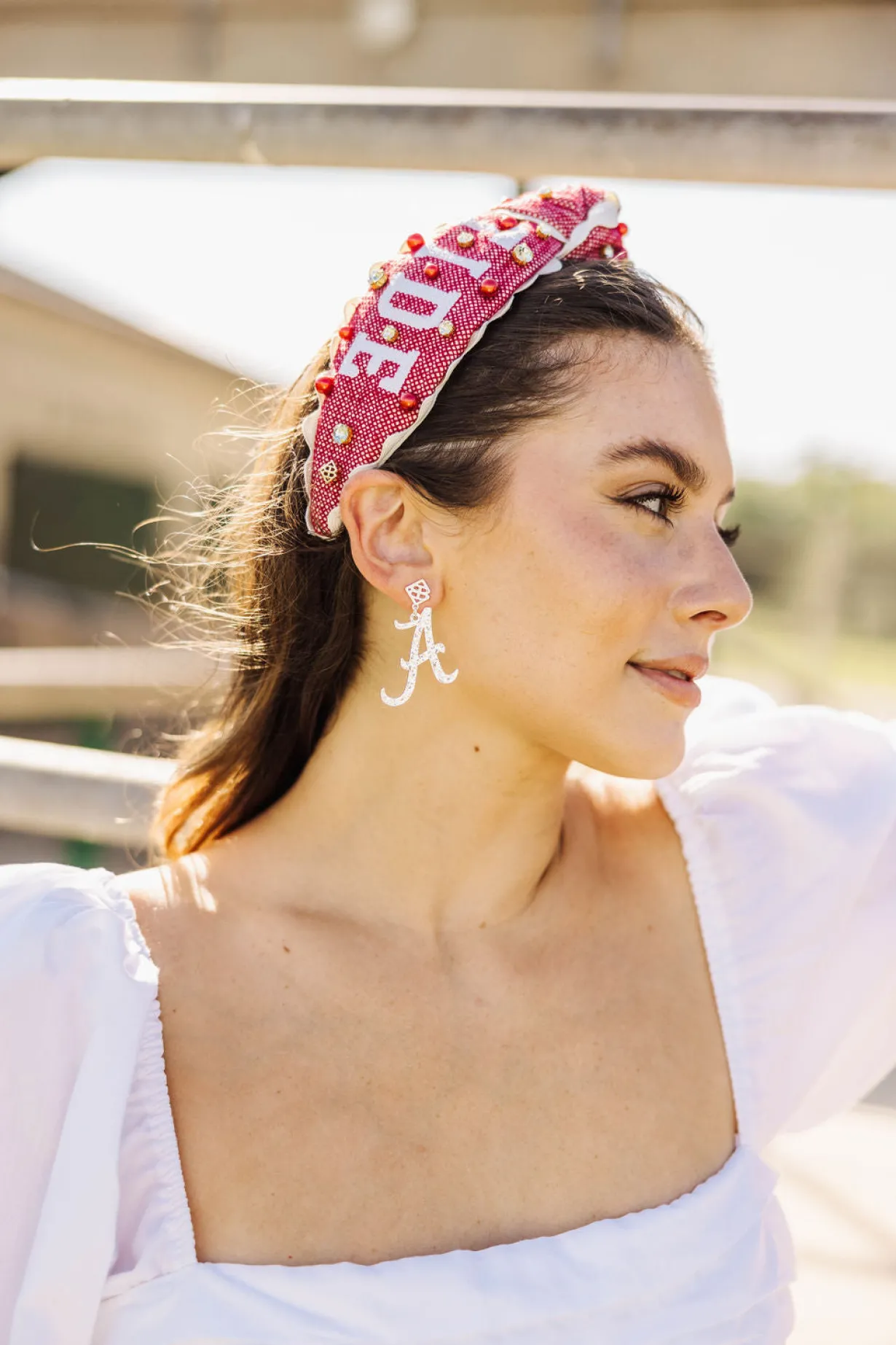 alabama_silver_a_earring__2.webp Alabama Silver A Earring with BC Logo-Brianna Cannon Fashion