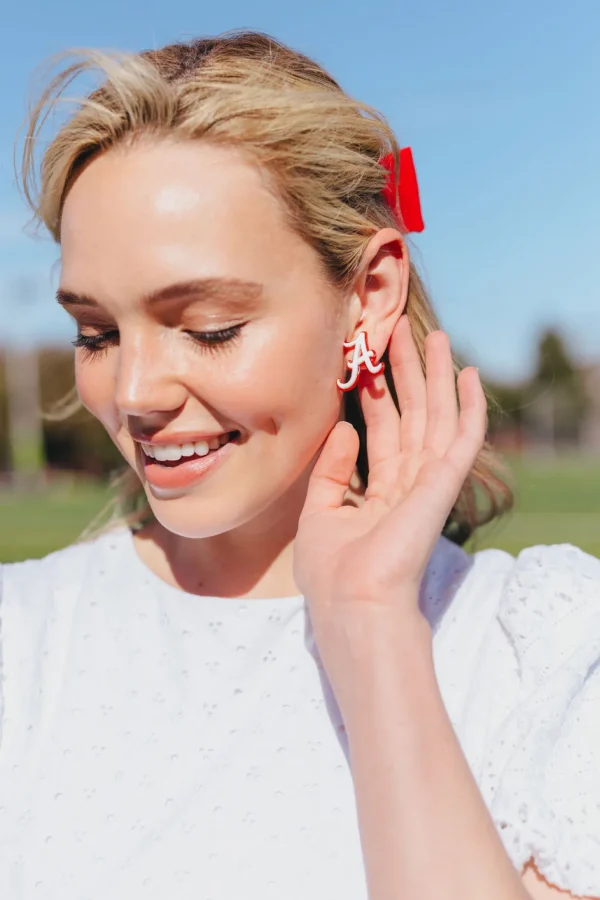 Alabama White & Crimson Glitter A Studs-Brianna Cannon Best