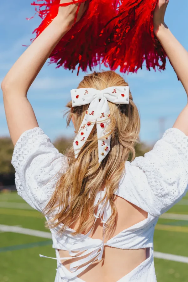 Alabama White Bow Barrette-Brianna Cannon Hot