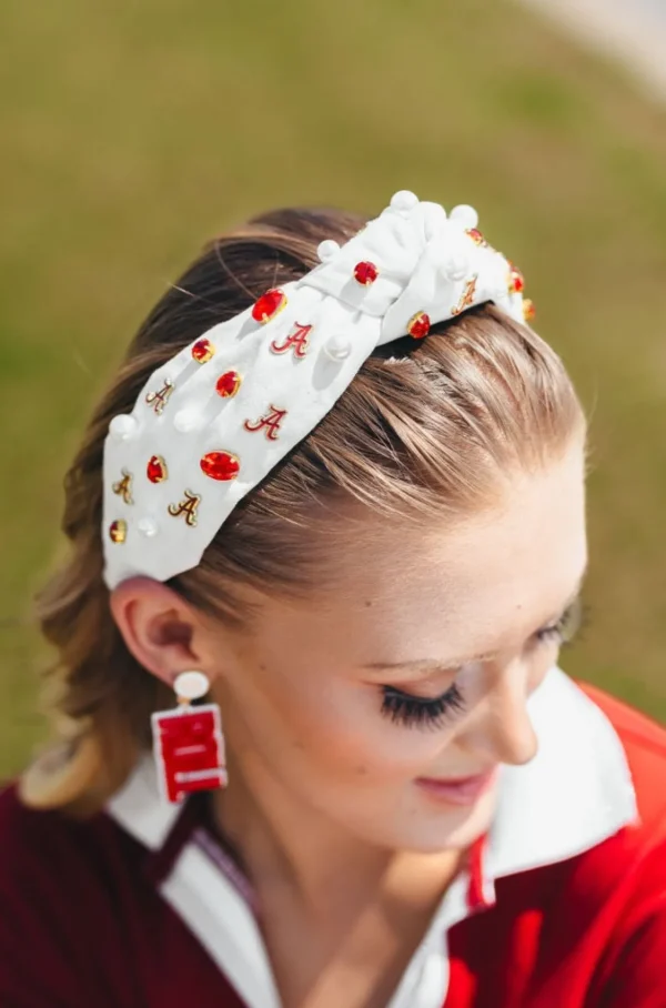 Alabama White Logo Headband-Brianna Cannon Fashion