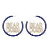 Arizona BEAR DOWN Navy Pavé Hoop Earrings-Brianna Cannon Fashion