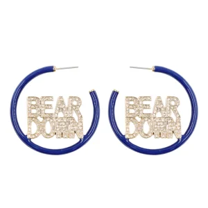Arizona BEAR DOWN Navy Pavé Hoop Earrings-Brianna Cannon Fashion