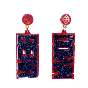 Arizona Navy Glitter BEAR DOWN Earrings-Brianna Cannon Outlet