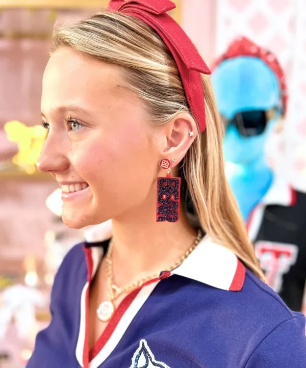 Arizona Navy Glitter BEAR DOWN Earrings-Brianna Cannon Outlet