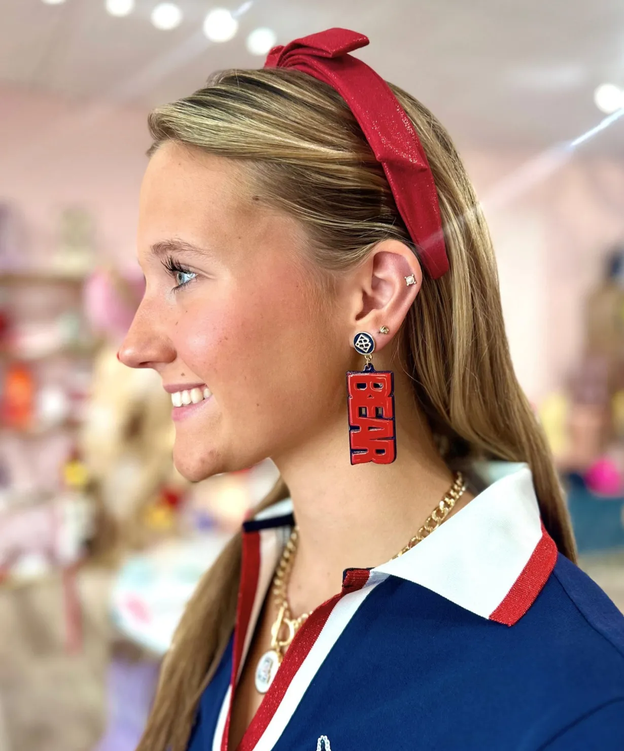 arizona_red_bear_down_ear_1.webp Arizona Red BEAR DOWN Earrings-Brianna Cannon Outlet