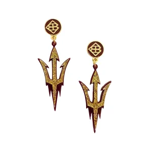 Arizona State Gold Glitter Logo Earrings-Brianna Cannon Hot
