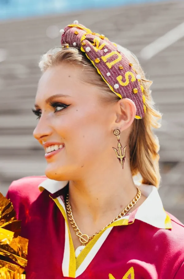 Arizona State Gold Glitter Logo Earrings-Brianna Cannon Hot