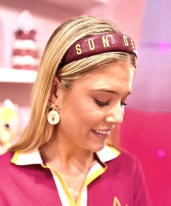 Arizona State Maroon Thin Embroidered Headband-Brianna Cannon Outlet