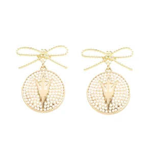 Arizona State Pearl Bow Medallion Earrings-Brianna Cannon New