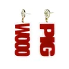 Arkansas Cardinal Red WOOO PIG Earrings-Brianna Cannon Discount