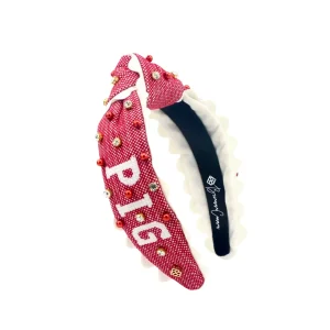 Arkansas Child Size WOOO PIG Cross Stitch Headband-Brianna Cannon Fashion