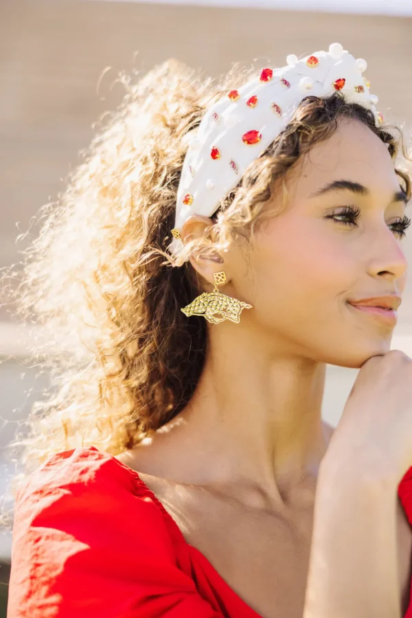 Arkansas Gold Running Razorback Earring with BC Logo-Brianna Cannon Hot