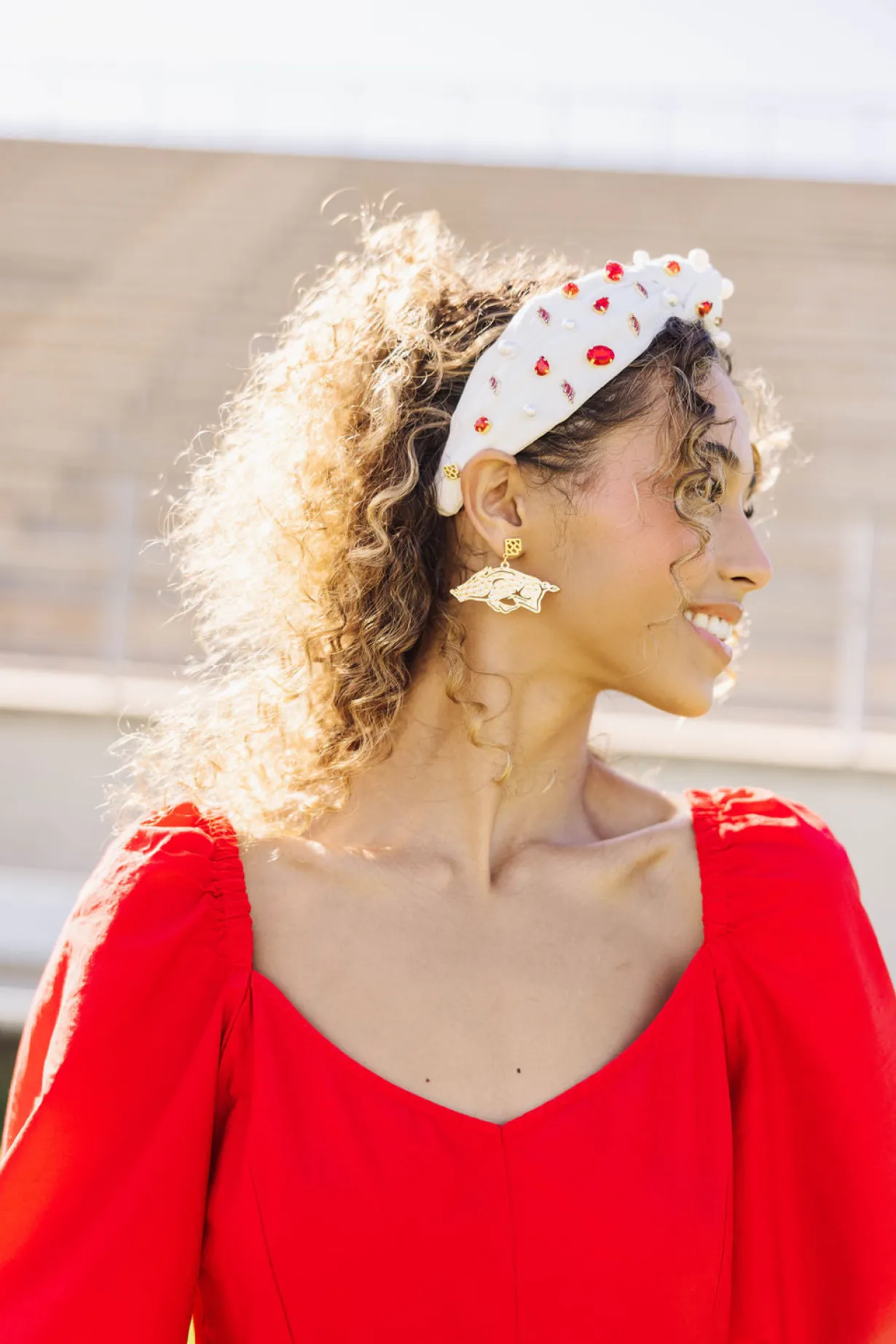 arkansas_gold_running_raz_2.webp Arkansas Gold Running Razorback Earring with BC Logo-Brianna Cannon Hot