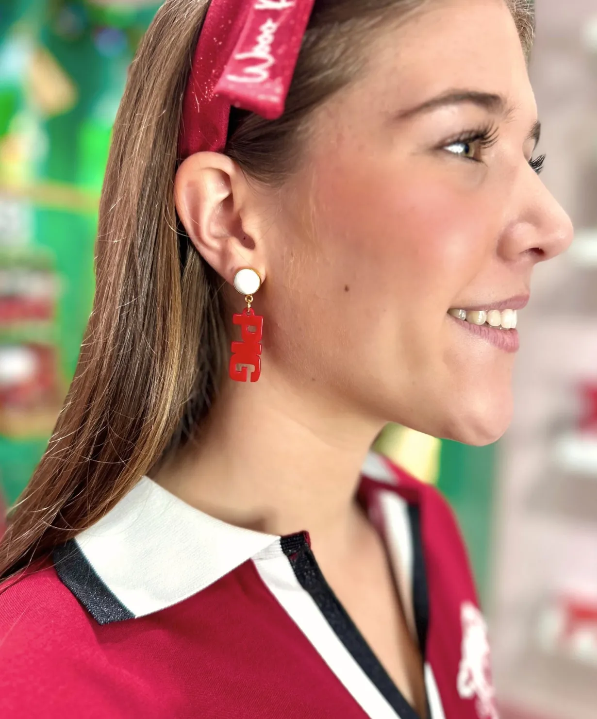 arkansas_mini_cardinal_re_2.webp Arkansas Mini Cardinal Red WOOO PIG Earrings-Brianna Cannon Sale