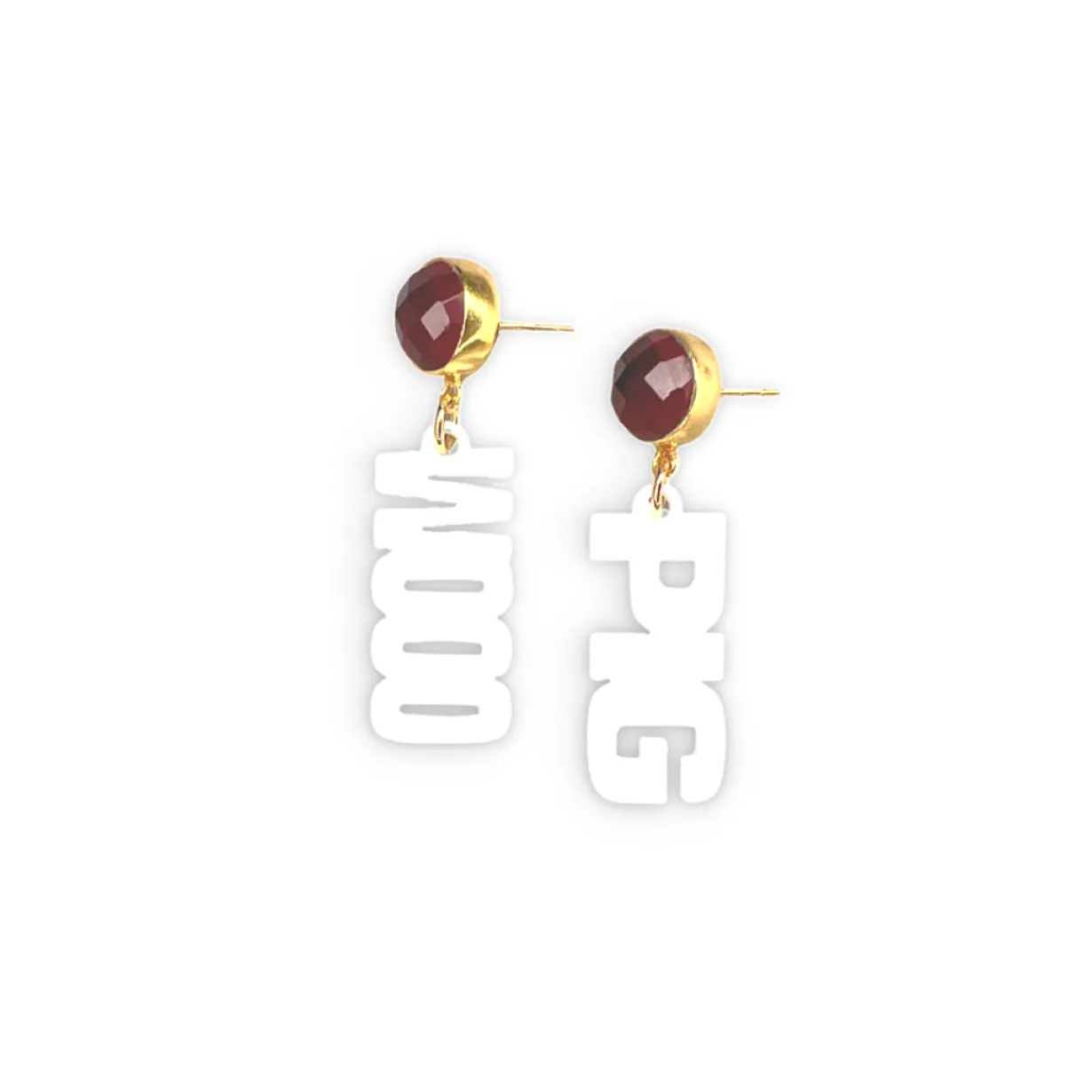 arkansas_mini_white_wooo__0.webp Arkansas Mini White WOOO PIG Earrings-Brianna Cannon Online