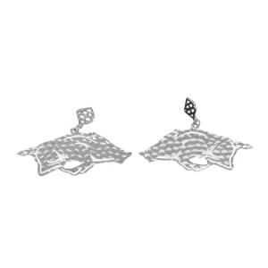 Arkansas Silver Running Razorback Earring with BC Logo-Brianna Cannon Fashion