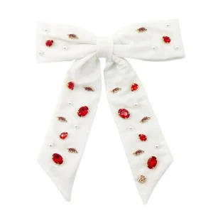 Arkansas White Bow Barrette-Brianna Cannon Clearance