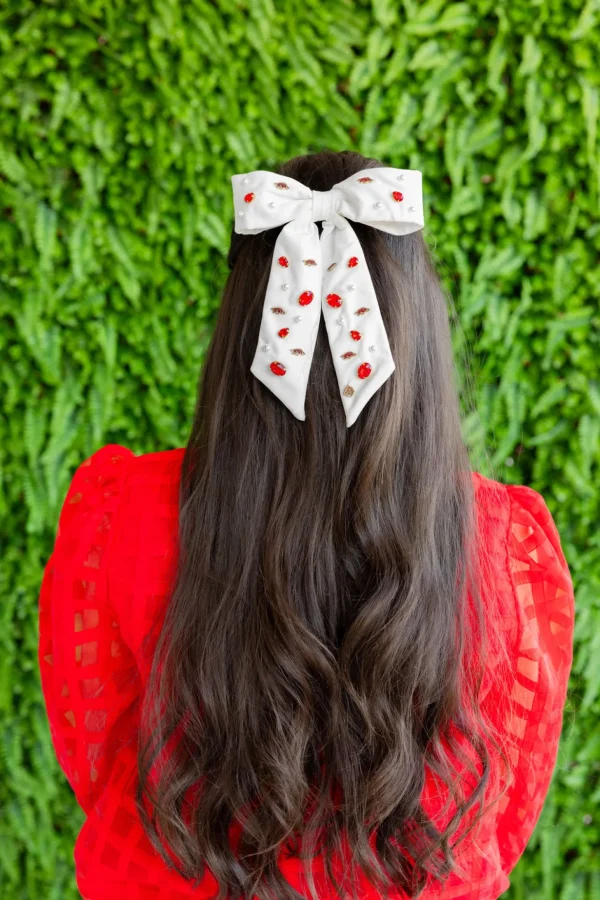 Arkansas White Bow Barrette-Brianna Cannon Clearance