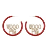 Arkansas WOOO PIG Cardinal Red Pavé Hoop Earrings-Brianna Cannon New