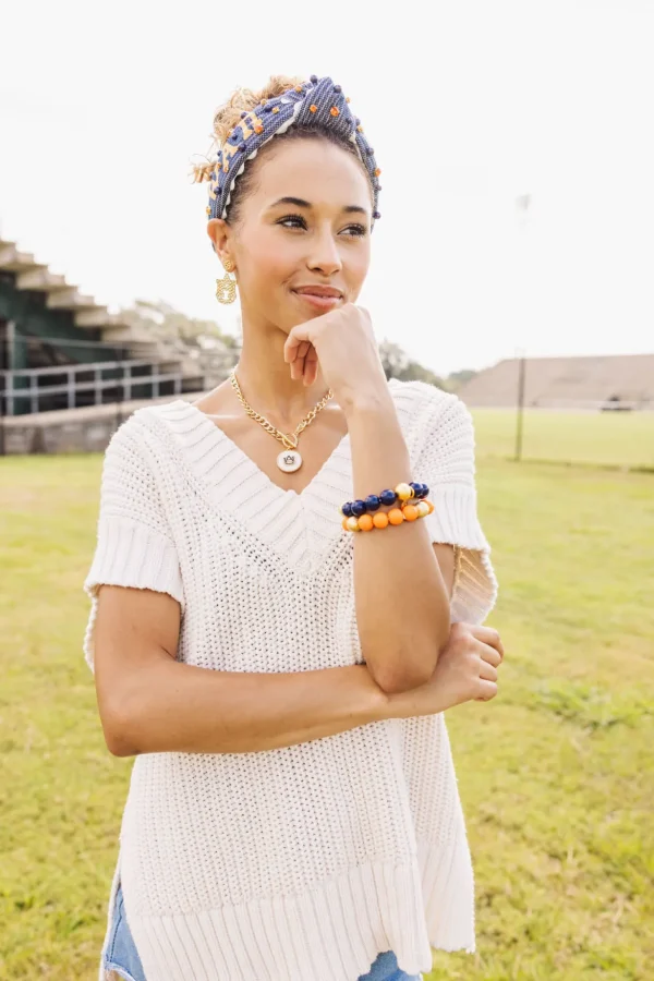 Auburn Gold Logo Earring with BC Logo-Brianna Cannon Outlet