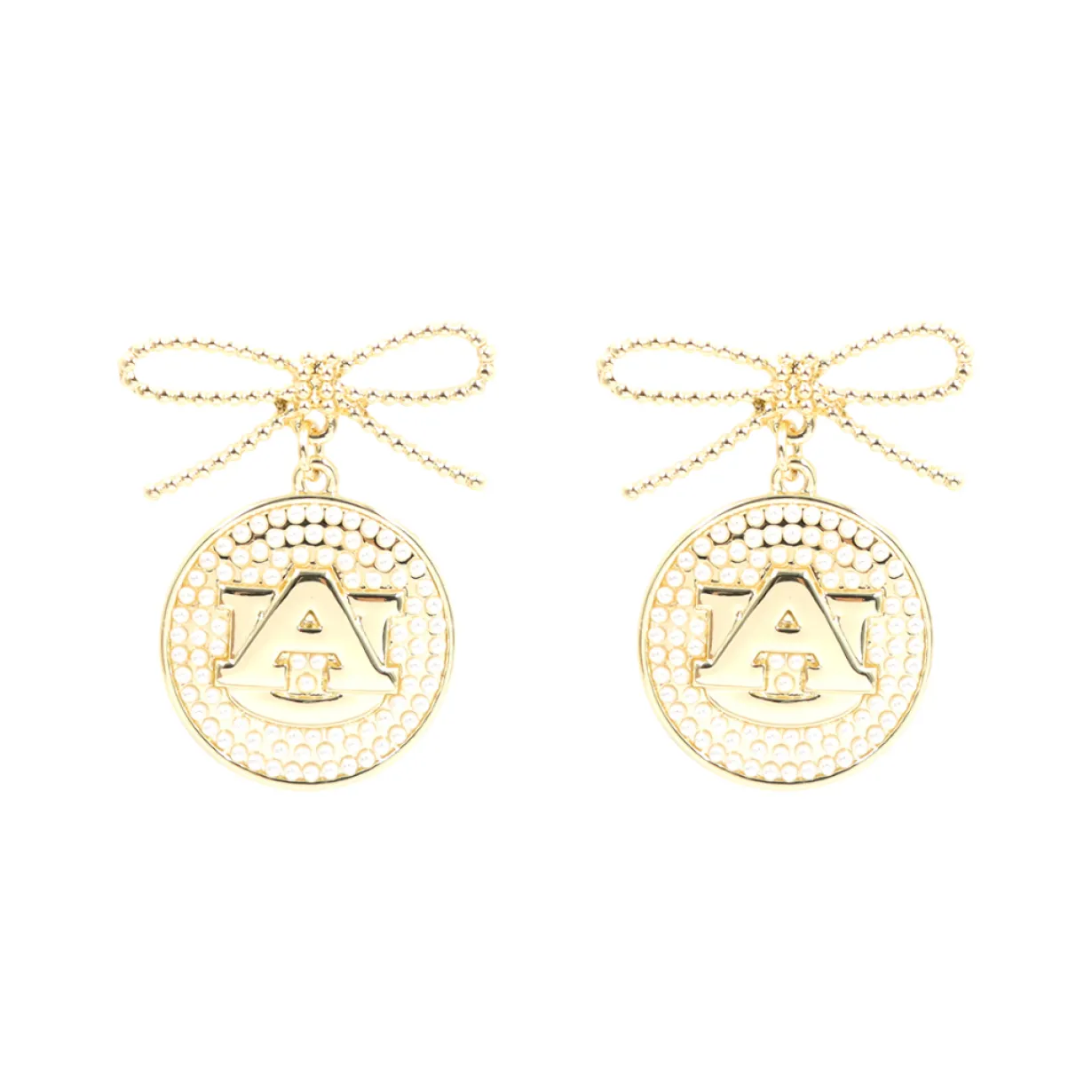 auburn_logo_pearl_medalli_0.webp Auburn Logo Pearl Medallion Earring-Brianna Cannon Hot