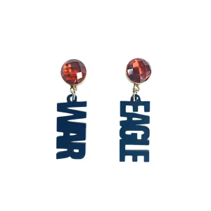 Auburn Mini Navy WAR EAGLE Earrings-Brianna Cannon Discount