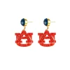 Auburn Mini Orange Glitter AU Logo Earrings-Brianna Cannon Sale