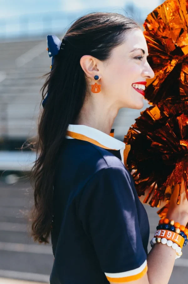Auburn Mini Orange Glitter AU Logo Earrings-Brianna Cannon Sale