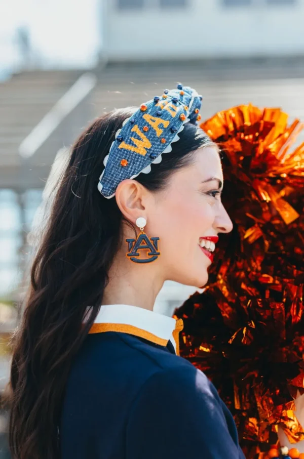 Auburn Navy & Orange AU Logo Earrings-Brianna Cannon Online