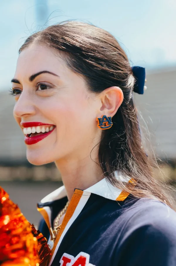 Auburn Navy & Orange AU Logo Studs-Brianna Cannon Best