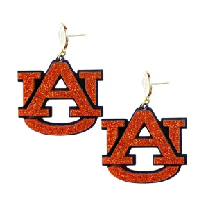 Auburn Orange Glitter & Navy AU Logo Earrings-Brianna Cannon Online