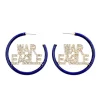 Auburn WAR EAGLE Navy Pavé Hoop Earrings-Brianna Cannon Best