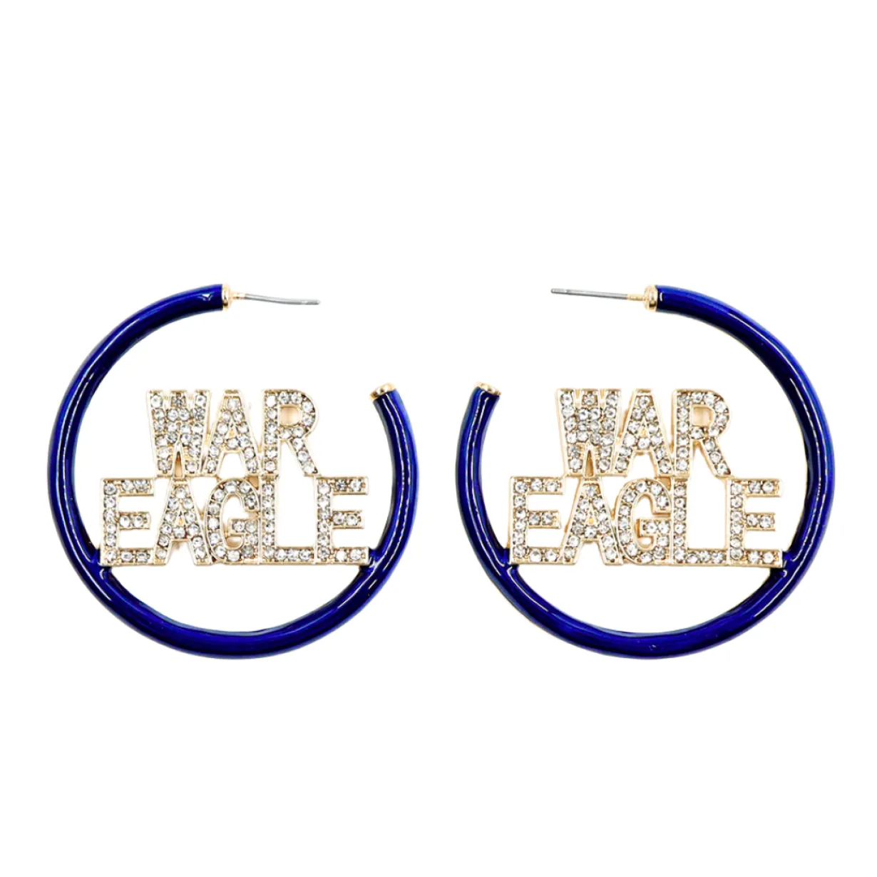 auburn_war_eagle_navy_pav_0.webp Auburn WAR EAGLE Navy Pavé Hoop Earrings-Brianna Cannon Best